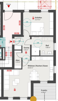 Grundriss H2 WE1 - Letzte barrierearme Erdgeschosswohnung im Neubaugebiet Jahnplatz in Vluyn